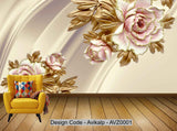 Avikalp Exclusive AVZ0001 Modern Style Metal Embossed Peony Flower Tv Background HD 3D Wallpaper Avikalp Exclusive AVZ0001 Modern Style Metal Embossed Peony Flower Tv Background HD 3D Wallpaper