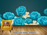 Avikalp Exclusive AVZ0023 Modern Minimalist Hand Painted Blue Peony Flower Tv Background Wall HD 3D Wallpaper Avikalp Exclusive AVZ0023 Modern Minimalist Hand Painted Blue Peony Flower Tv Background Wall HD 3D Wallpaper