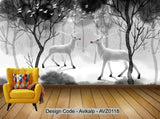 Avikalp Exclusive AVZ0118 Nordic Hand Painted Ink Abstract Elk Forest Background Wall HD 3D Wallpaper Avikalp Exclusive AVZ0118 Nordic Hand Painted Ink Abstract Elk Forest Background Wall HD 3D Wallpaper