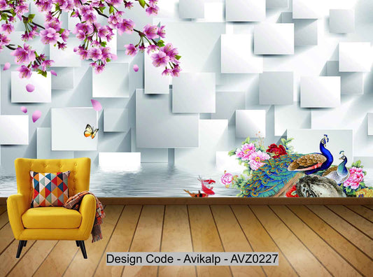 Avikalp Exclusive AVZ0227 Chinese Style Creative 3D Stereo Tv Background Wall HD 3D Wallpaper