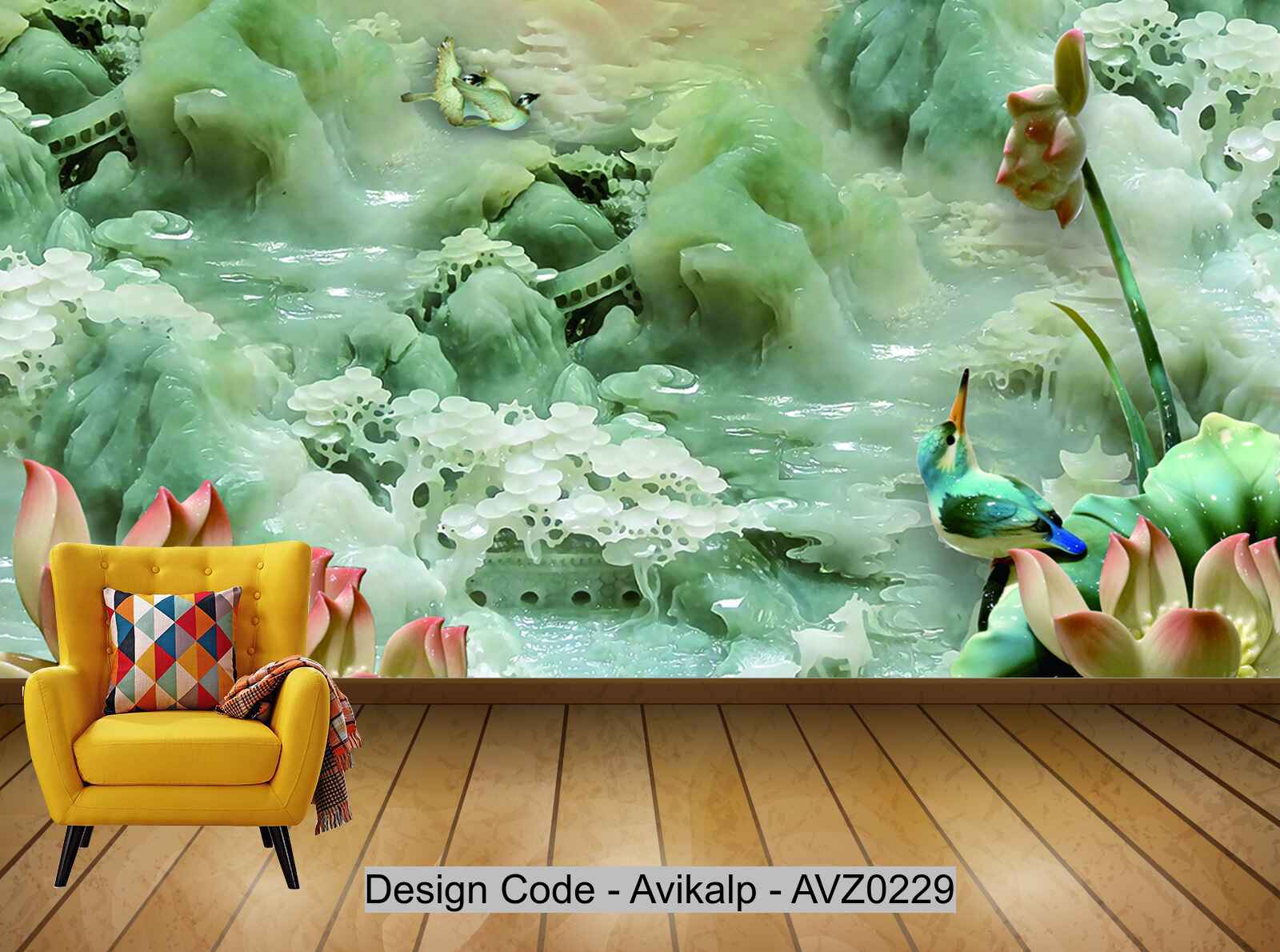 Avikalp Exclusive AVZ0229 Jade Carving Landscape Lotus Modern Tv Background Wall HD 3D Wallpaper Avikalp Exclusive AVZ0229 Jade Carving Landscape Lotus Modern Tv Background Wall HD 3D Wallpaper