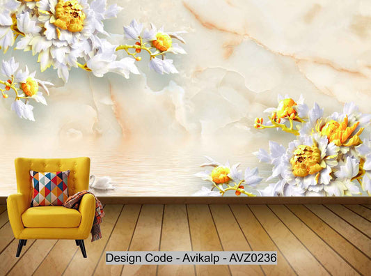 Avikalp Exclusive AVZ0236 New Chinese Stereo Flower Tv Background Wall HD 3D Wallpaper