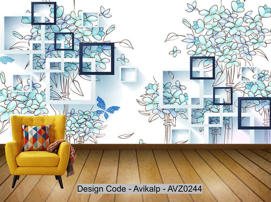 Avikalp Exclusive AVZ0244 Modern Minimalist Style Hand Drawn Magnolia Tv Background Wall HD 3D Wallpaper