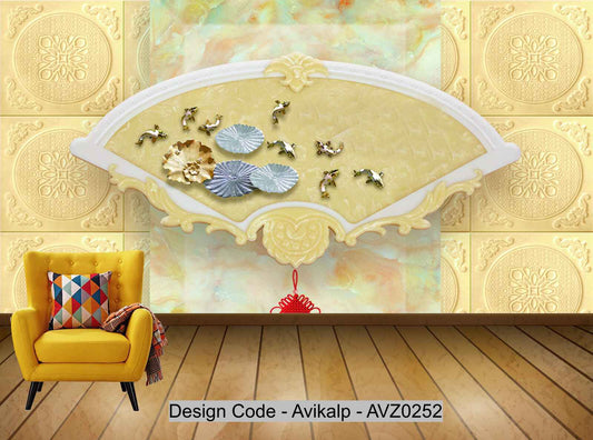 Avikalp Exclusive AVZ0252 3D Embossed Home And Rich Tv Background Wall HD 3D Wallpaper