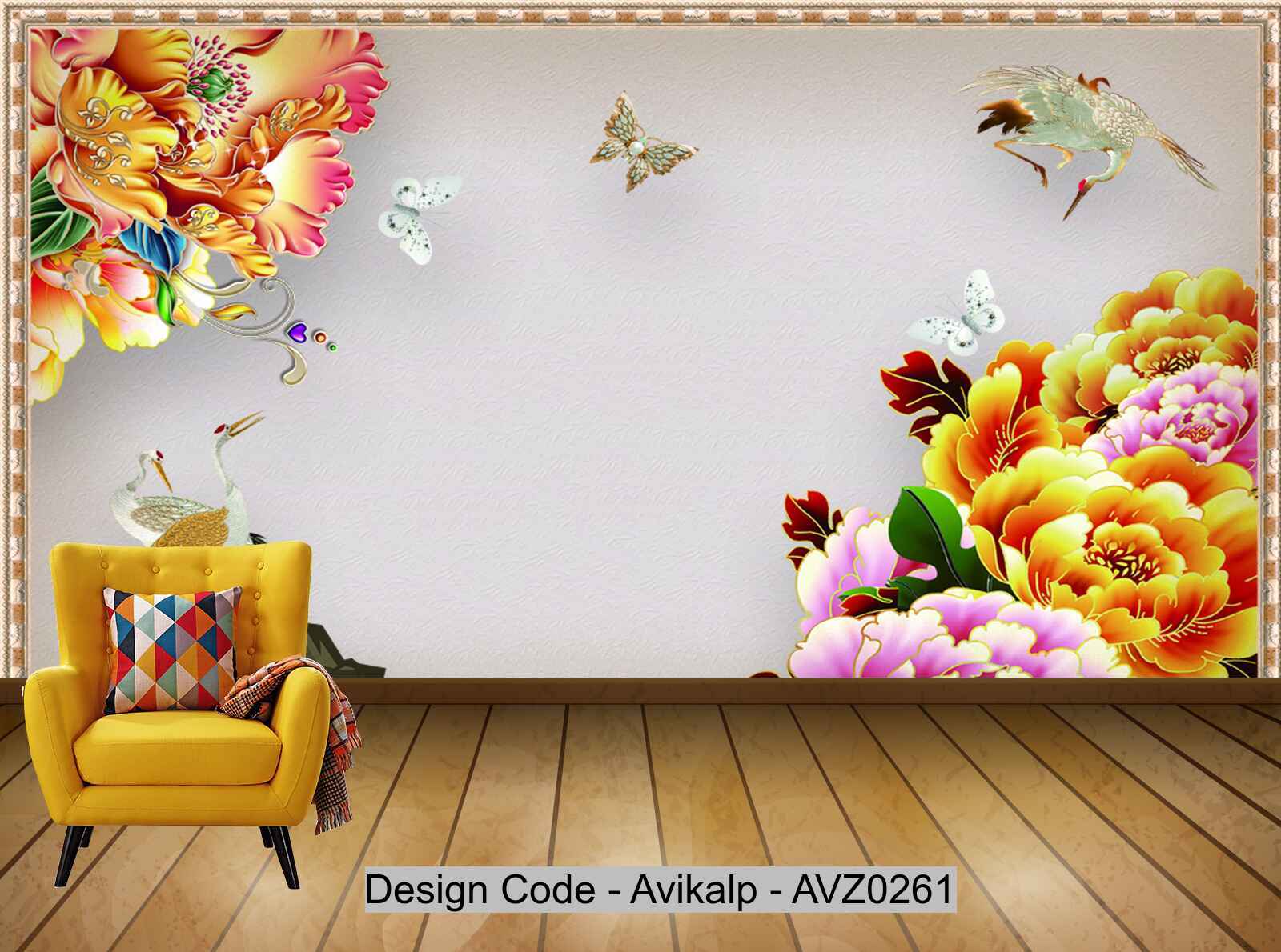 Avikalp Exclusive AVZ0261 3D Chinese Style Three Dimensional Crane Flower Tv Background Wall HD 3D Wallpaper Avikalp Exclusive AVZ0261 3D Chinese Style Three Dimensional Crane Flower Tv Background Wall HD 3D Wallpaper