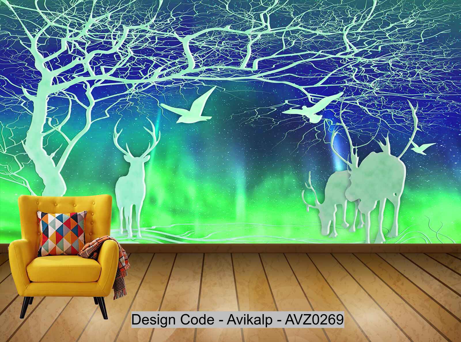 Avikalp Exclusive AVZ0269 Modern Dreamy Aurora Jade Embossed Elk Branches Living Room Wall HD 3D Wallpaper Avikalp Exclusive AVZ0269 Modern Dreamy Aurora Jade Embossed Elk Branches Living Room Wall HD 3D Wallpaper