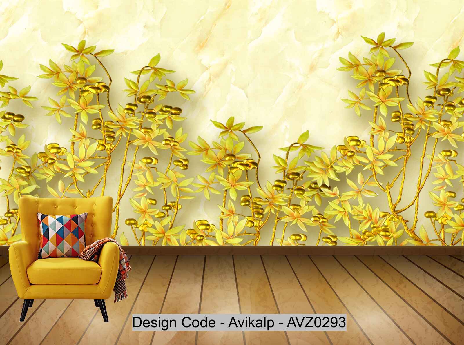 Avikalp Exclusive AVZ0293 Golden Financial Rich 3D Gold Gold Leaf Floral Tv Background Wall HD 3D Wallpaper Avikalp Exclusive AVZ0293 Golden Financial Rich 3D Gold Gold Leaf Floral Tv Background Wall HD 3D Wallpaper