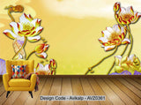 Avikalp Exclusive AVZ0361 Golden Three Dimensional Lotus Pond Chinese Style Wall HD 3D Wallpaper Avikalp Exclusive AVZ0361 Golden Three Dimensional Lotus Pond Chinese Style Wall HD 3D Wallpaper