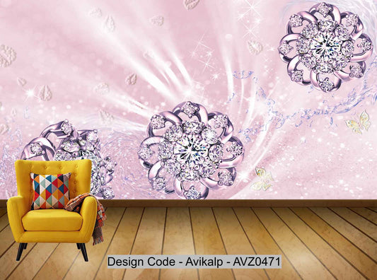 Avikalp Exclusive AVZ0471 Romantic Beautiful Diamond Flower Jewellery Wall HD 3D Wallpaper