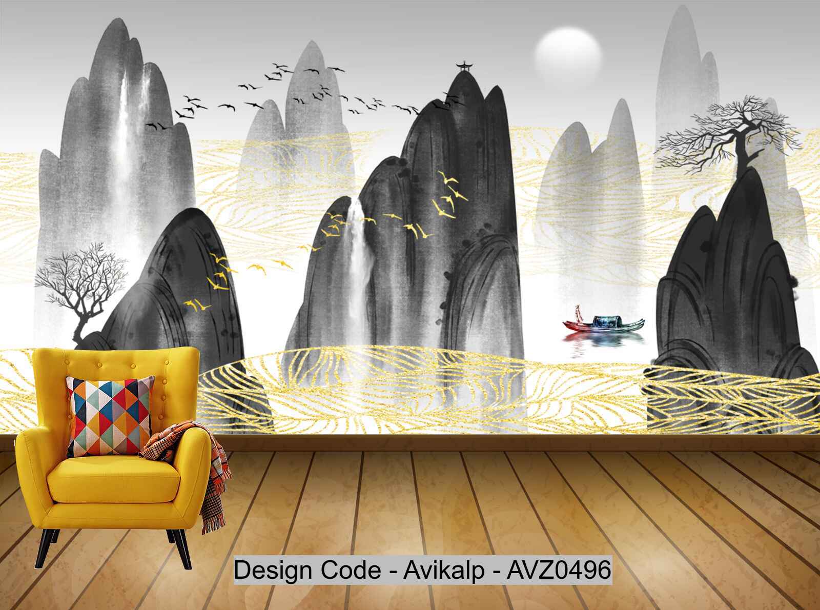 Avikalp Exclusive AVZ0496 New Chinese Abstract Ink Landscape Living Room Wall HD 3D Wallpaper Avikalp Exclusive AVZ0496 New Chinese Abstract Ink Landscape Living Room Wall HD 3D Wallpaper
