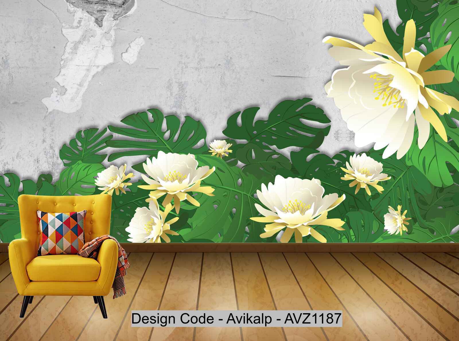 Avikalp Exclusive AVZ1187 Fresh Minimalist Tropical Plant Flower Tv Ba