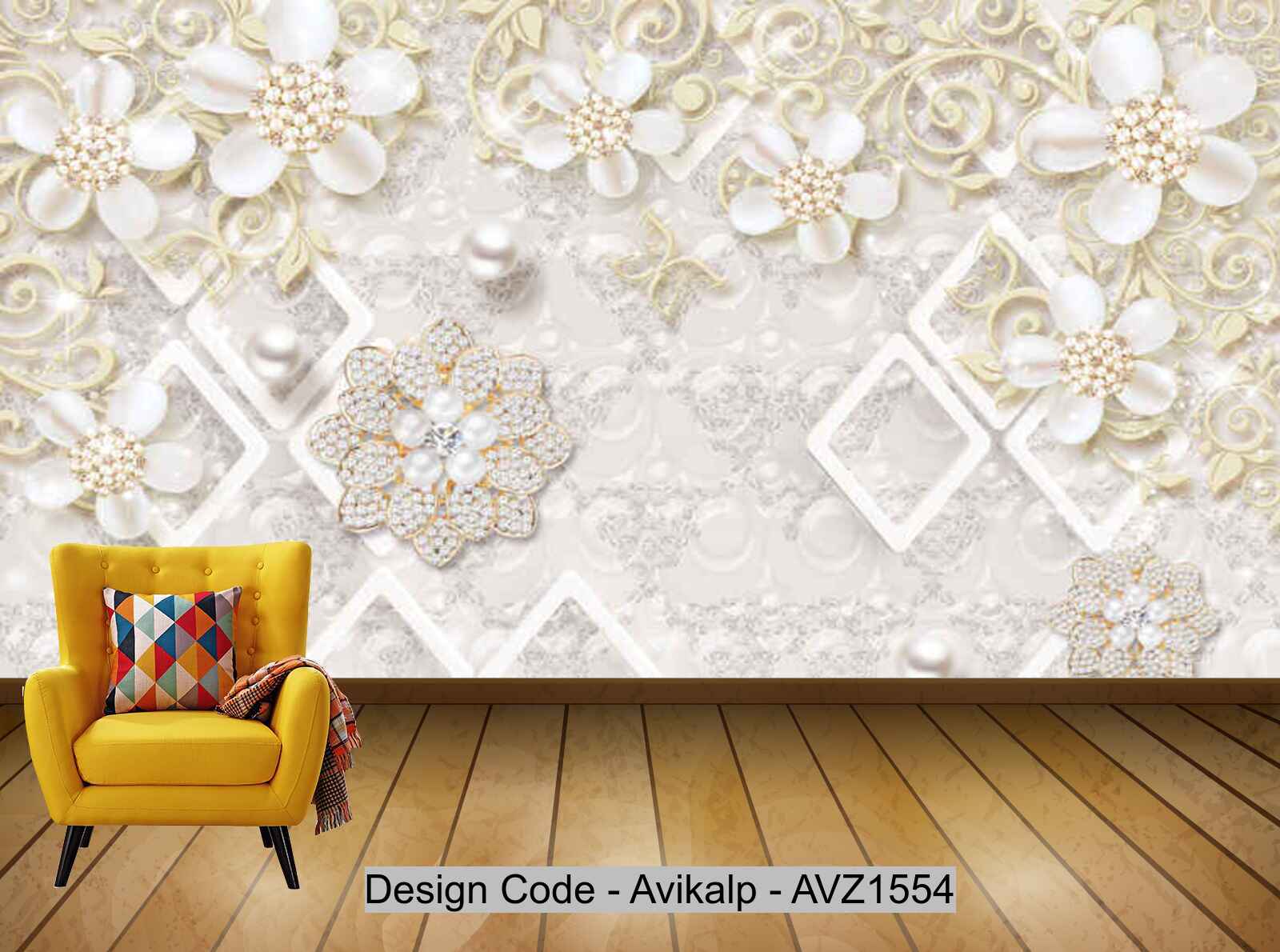 Avikalp Exclusive AVZ1554 Beautiful Flower Pearls Small Diamonds