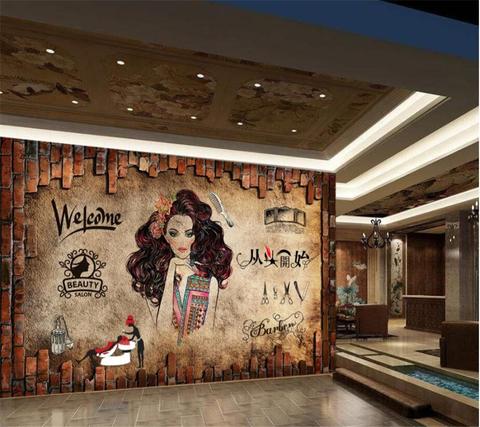 Avikalp Exclusive AWZ0073 Nostalgia Vintage Make Up Beauty Salon Hair Salon HD 3D Wallpaper