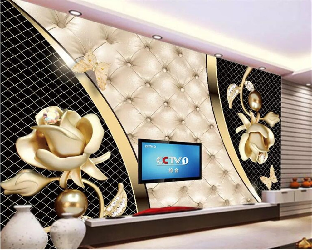 Avikalp Exclusive AWZ0322 3D Wallpaper Mural Luxury Atmosphere Black Gold Jewelry Rose Living Room Sofa Tv Background HD 3D Wallpaper Avikalp Exclusive AWZ0322 3D Wallpaper Mural Luxury Atmosphere Black Gold Jewelry Rose Living Room Sofa Tv Background HD 3D Wallpaper