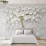 Avikalp Exclusive AWZ0336 3D White Bloom Flower Tree Nature Background HD 3D Wallpaper