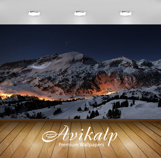 Avikalp Exclusive Awi1262 Mountains At Night Full HD Wallpapers for Living room, Hall, Kids Room, Ki