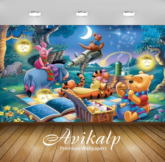 Avikalp Exclusive Awi2063 Disney Picture Winnie The Pooh And Friends Lantern Telescope Picnic Full