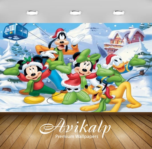 Avikalp Exclusive Awi2096 Mickey Mouse And Friends Christmas Winter Trefl Puzzla Fluffy Snow Full H