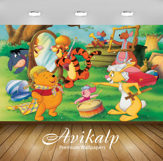 Avikalp Exclusive Awi2327 Winnie the Pooh characters Rabbit Eeyore Tigger Piglet Kanga and Roo Full