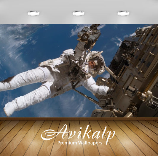 Avikalp Exclusive Awi2390 Astronaut In Mission Walk In Space Full HD Wallpapers for Living room, Hal