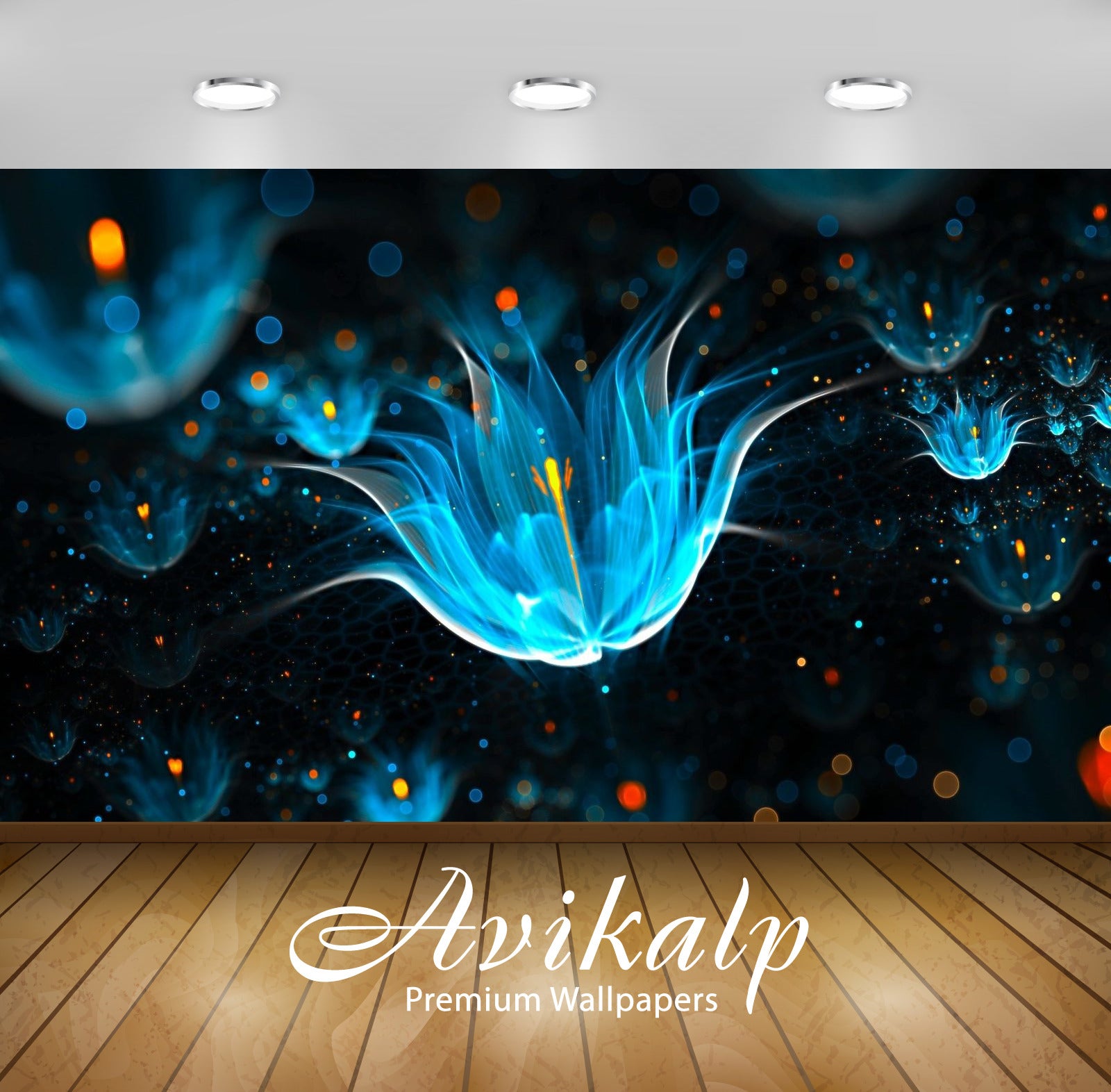 Avikalp Exclusive Awi2448 Blue Flower Abstract Full HD Wallpapers for Living room, Hall, Kids Room, Avikalp Exclusive Awi2448 Blue Flower Abstract Full HD Wallpapers for Living room, Hall, Kids Room,