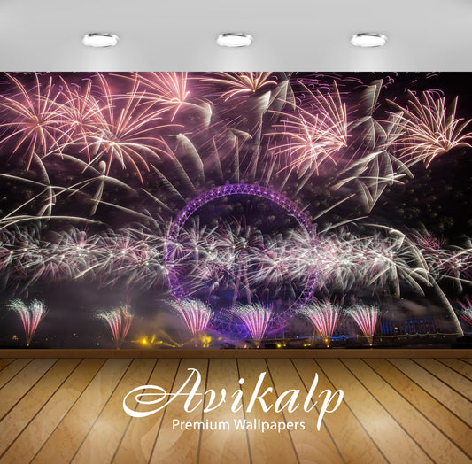 Avikalp Exclusive Awi2860 New Years Eve London Fireworks Lighting The Sky Ferris Wheel Full HD Wallp
