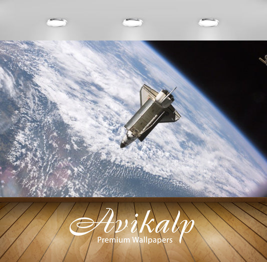 Avikalp Exclusive Awi3143 The Space Shuttle Atlantis Backdropped Against Clouds Over Earth Full HD W