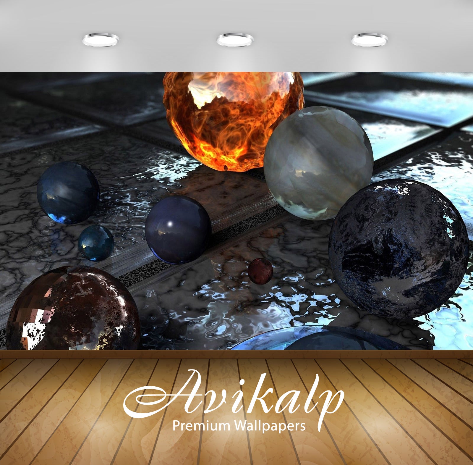 Avikalp Exclusive Awi3585 Colorful Spheres On Water Full HD Wallpapers for Living room, Hall, Kids R Avikalp Exclusive Awi3585 Colorful Spheres On Water Full HD Wallpapers for Living room, Hall, Kids R