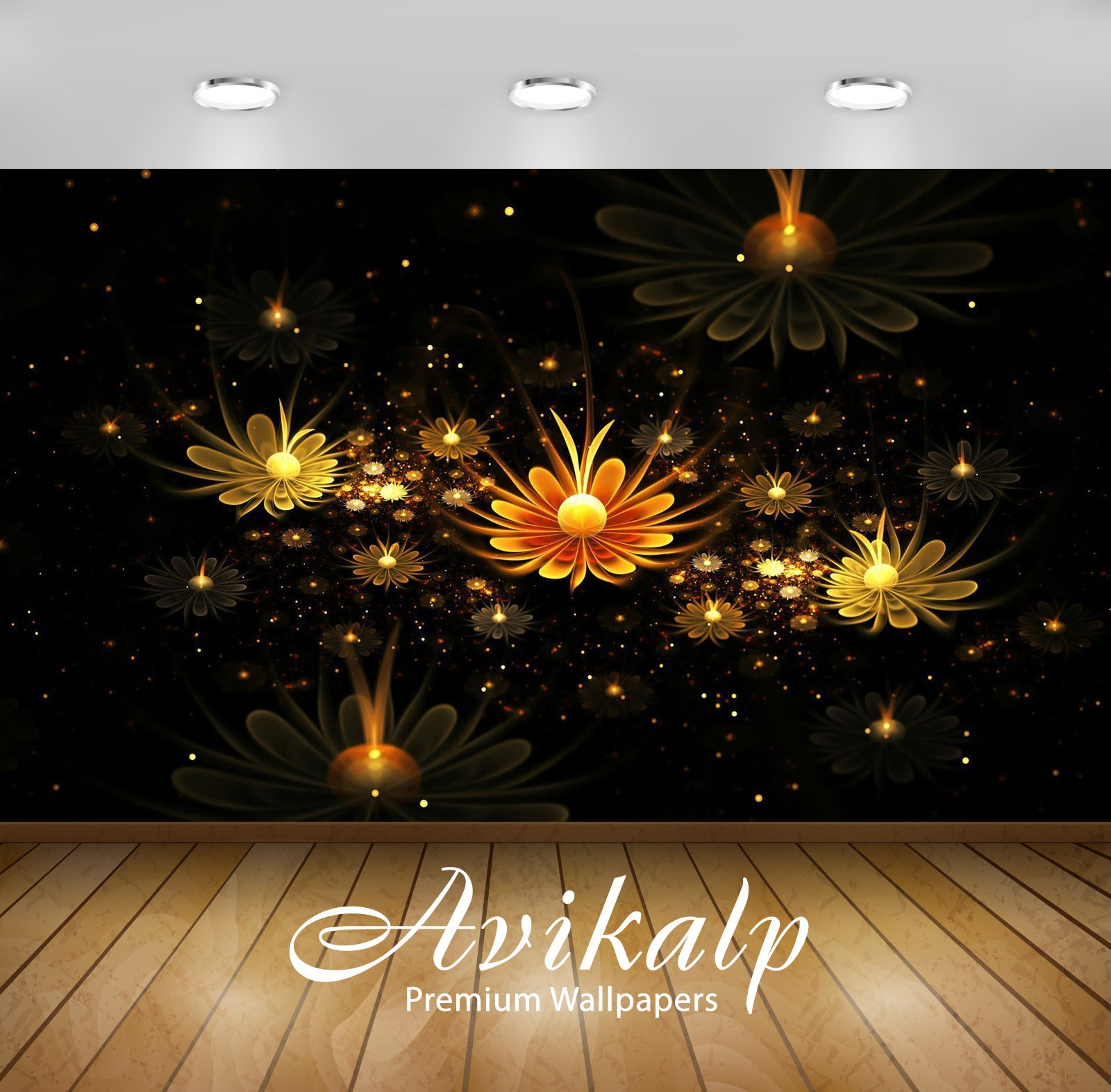 Avikalp Exclusive Awi3642 Fractal Glowing Daisies Full HD Wallpapers for Living room, Hall, Kids Roo Avikalp Exclusive Awi3642 Fractal Glowing Daisies Full HD Wallpapers for Living room, Hall, Kids Roo