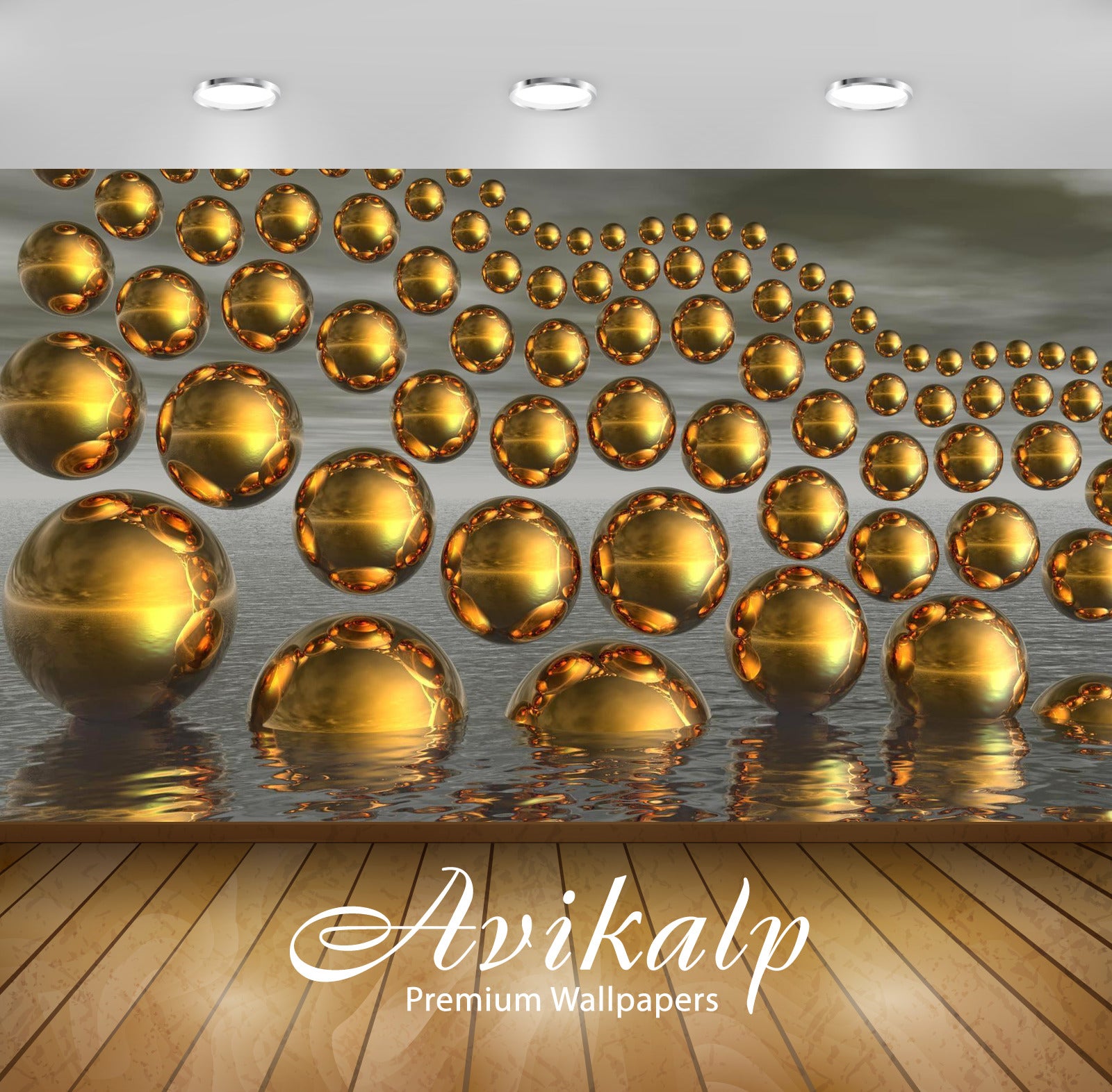 Avikalp Exclusive Awi3719 Gold Spheres Full HD Wallpapers for Living room, Hall, Kids Room, Kitchen, Avikalp Exclusive Awi3719 Gold Spheres Full HD Wallpapers for Living room, Hall, Kids Room, Kitchen,