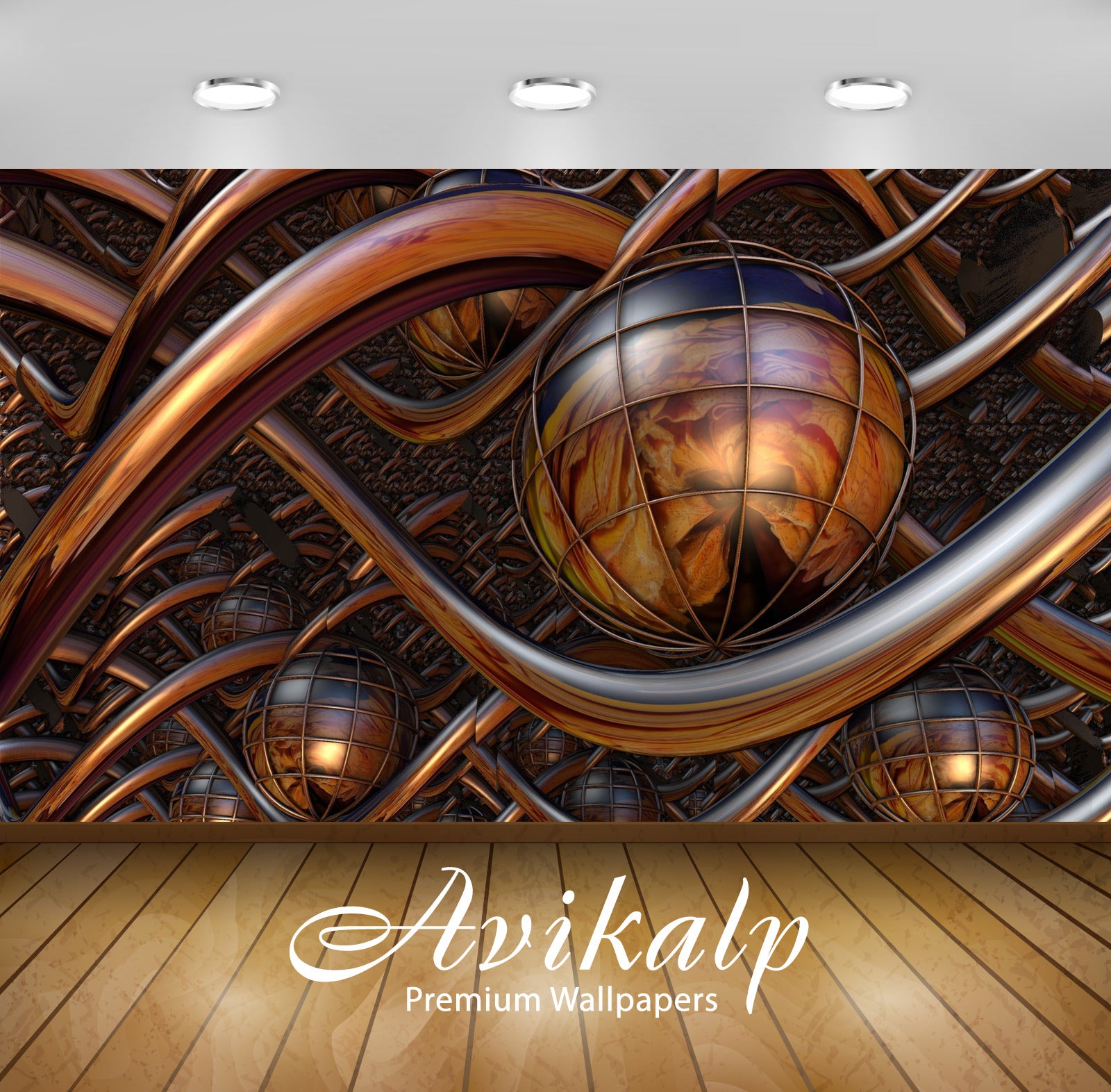 Avikalp Exclusive Awi3724 Golden Orbs Full HD Wallpapers for Living room, Hall, Kids Room, Kitchen, Avikalp Exclusive Awi3724 Golden Orbs Full HD Wallpapers for Living room, Hall, Kids Room, Kitchen,