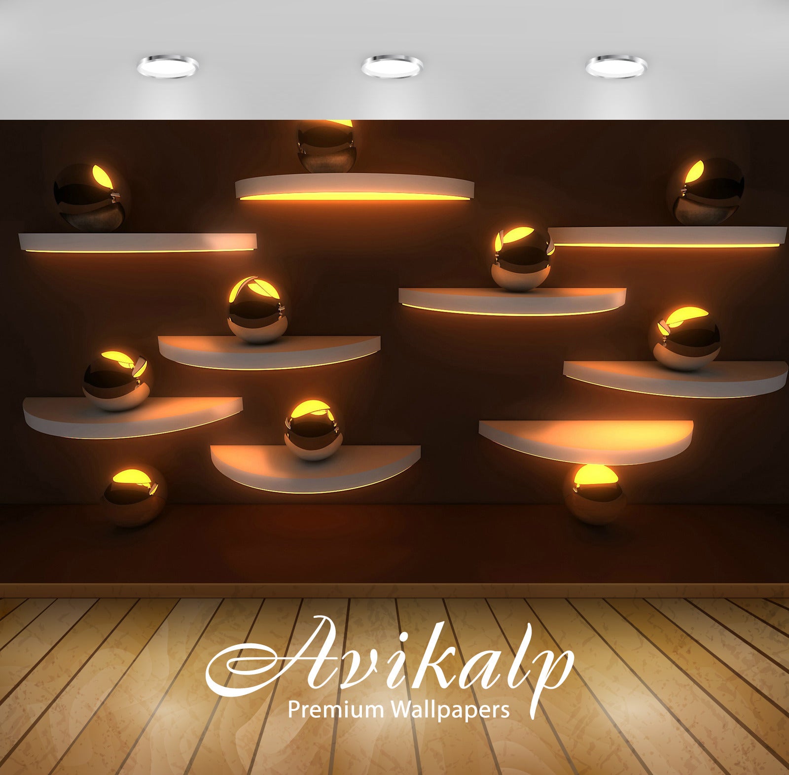 Avikalp Exclusive Awi3726 Golden Spheres Full HD Wallpapers for Living room, Hall, Kids Room, Kitche Avikalp Exclusive Awi3726 Golden Spheres Full HD Wallpapers for Living room, Hall, Kids Room, Kitche