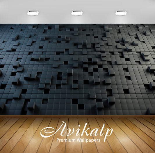 Avikalp Exclusive Awi3731 Gray Cubes Full HD Wallpapers for Living room, Hall, Kids Room, Kitchen, T