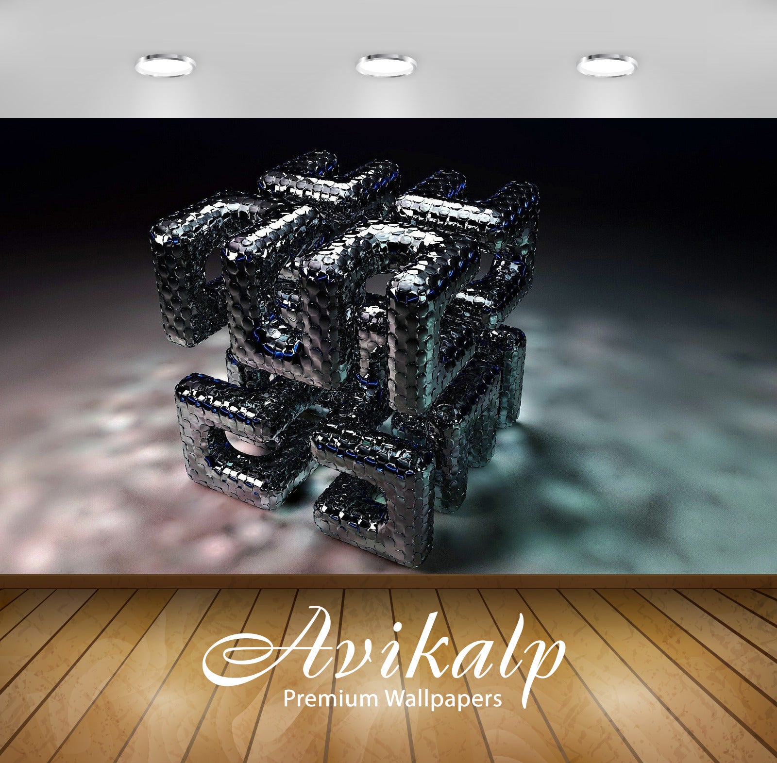 Avikalp Exclusive Awi3808 Metallic Tubes Forming A Cube Full HD Wallpapers for Living room, Hall, Ki Avikalp Exclusive Awi3808 Metallic Tubes Forming A Cube Full HD Wallpapers for Living room, Hall, Ki