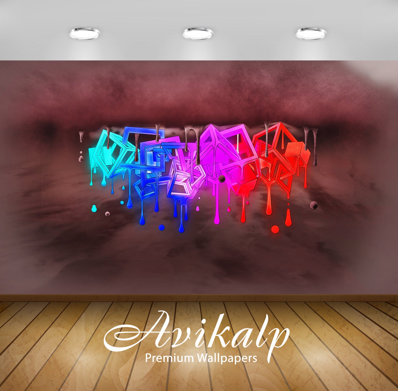 Avikalp Exclusive Awi3834 Painted Cubes Full HD Wallpapers for Living room, Hall, Kids Room, Kitchen Avikalp Exclusive Awi3834 Painted Cubes Full HD Wallpapers for Living room, Hall, Kids Room, Kitchen