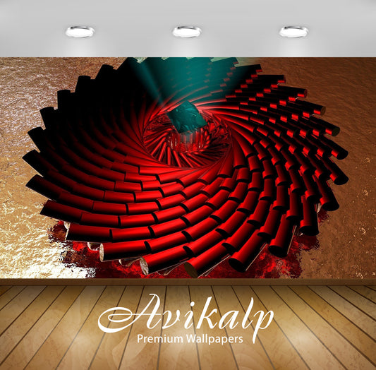 Avikalp Exclusive Awi3976 Spiraling Red Pillars Full HD Wallpapers for Living room, Hall, Kids Room,