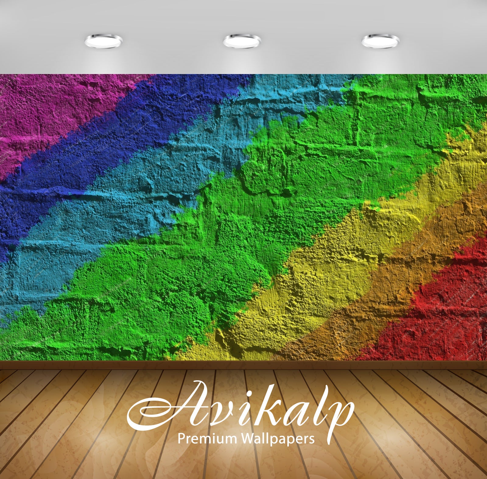 Avikalp Exclusive Awi4584 Rainbow Colored Brick Wall Full HD Wallpapers for Living room, Hall, Kids Avikalp Exclusive Awi4584 Rainbow Colored Brick Wall Full HD Wallpapers for Living room, Hall, Kids