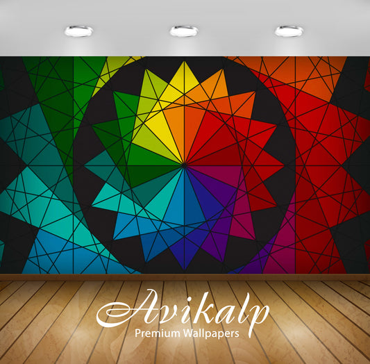 Avikalp Exclusive Awi4592 Rainbow Star Full HD Wallpapers for Living room, Hall, Kids Room, Kitchen,