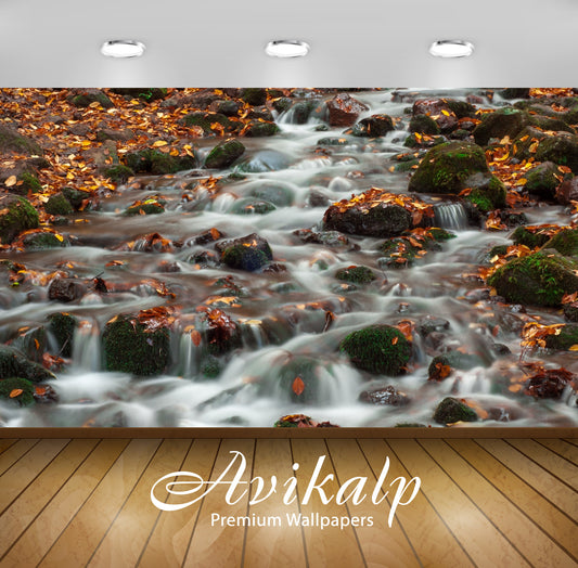 Avikalp Exclusive Awi4771 Forest Waterfall Nature Mountain Full HD Wallpapers for Living room, Hall,