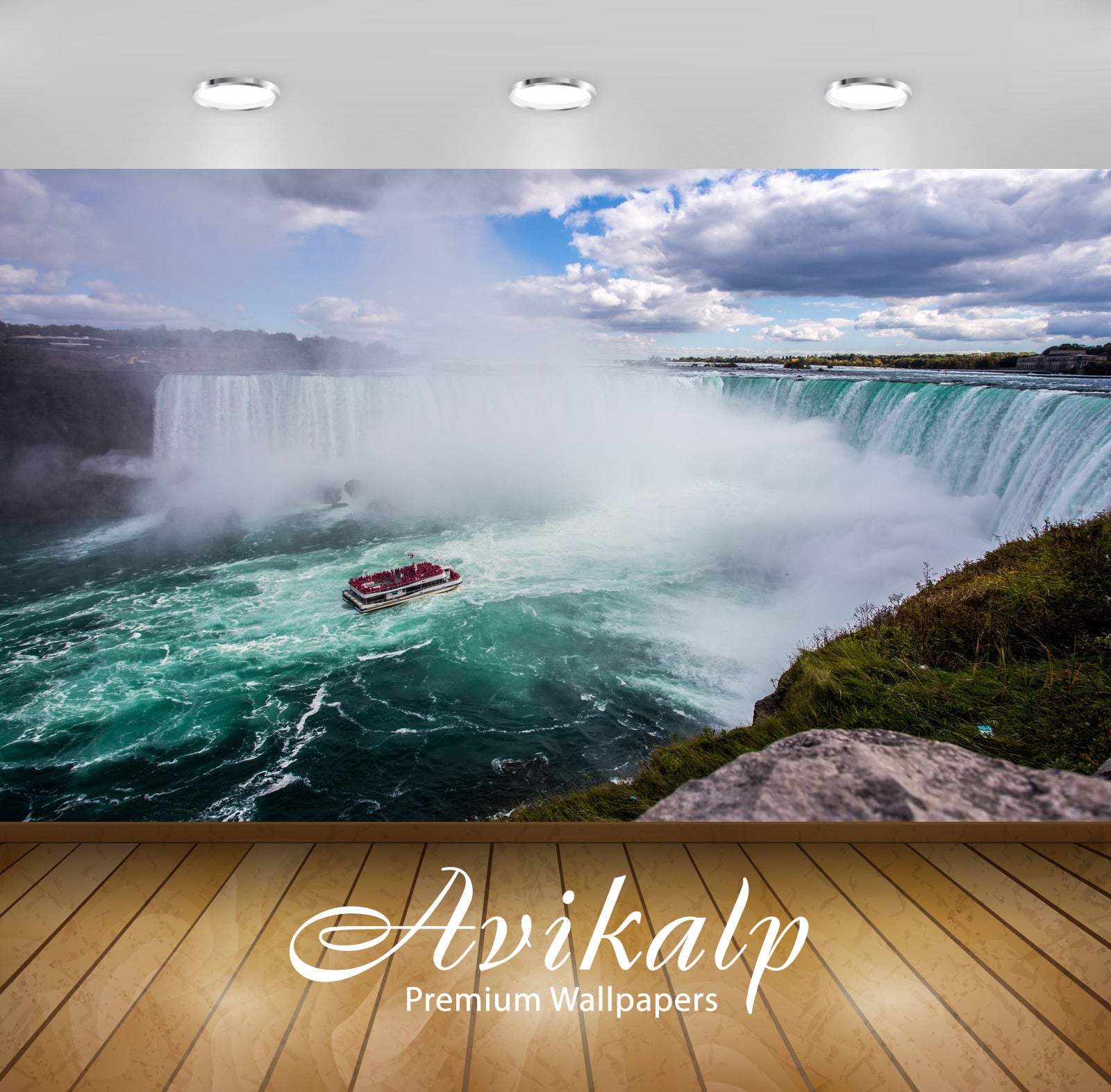 Avikalp Exclusive Awi4974 Boat Waterfall Mountain Full HD Wallpapers for Living room, Hall, Kids Roo Avikalp Exclusive Awi4974 Boat Waterfall Mountain Full HD Wallpapers for Living room, Hall, Kids Roo