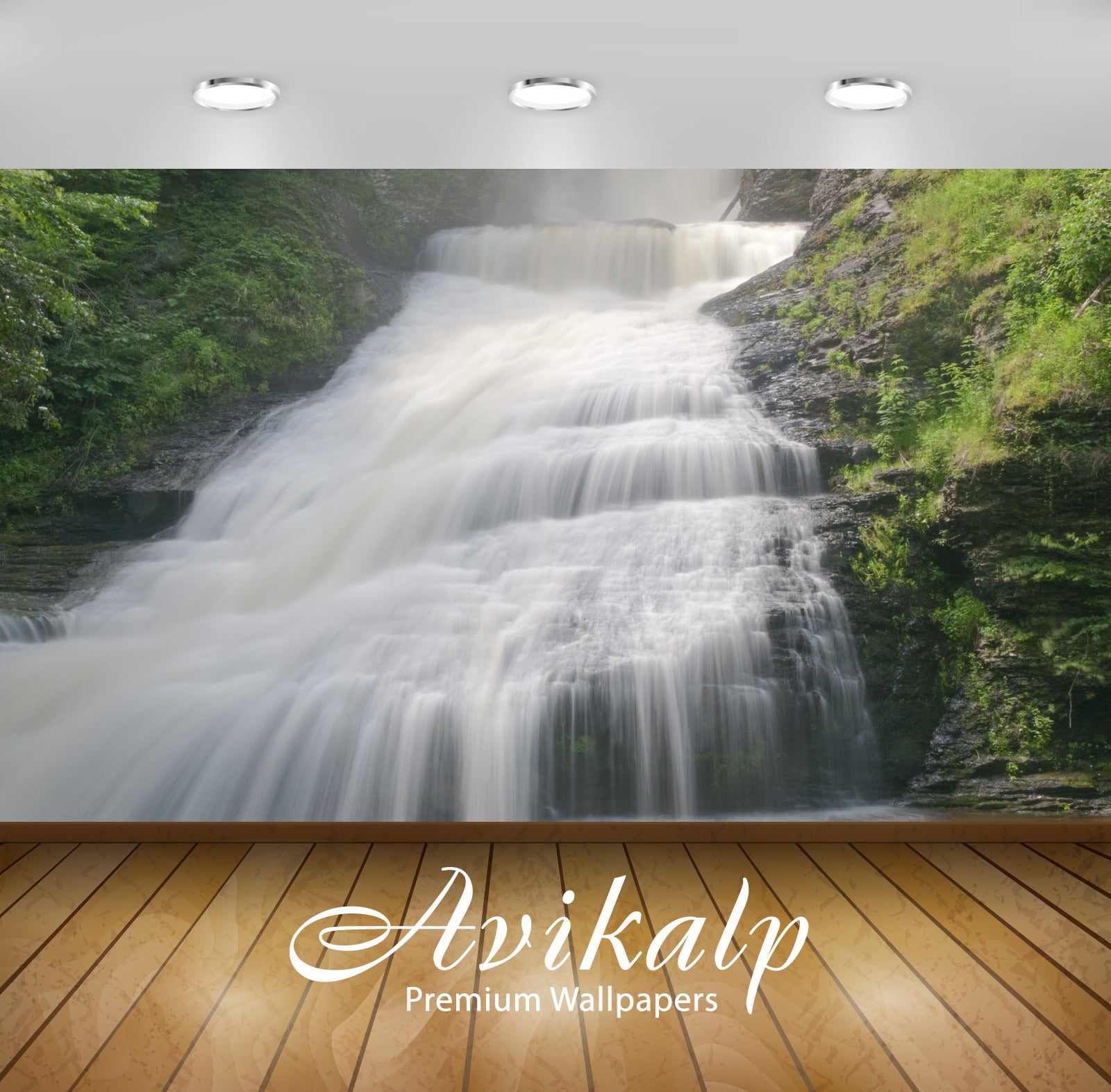 Avikalp Exclusive Awi4976 Cascade Waterfall Mountain Full HD Wallpapers for Living room, Hall, Kids Avikalp Exclusive Awi4976 Cascade Waterfall Mountain Full HD Wallpapers for Living room, Hall, Kids