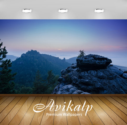 Avikalp Exclusive Awi5088 Amazing View Of The Forest Mountain At Sunset Nature Full HD Wallpapers fo