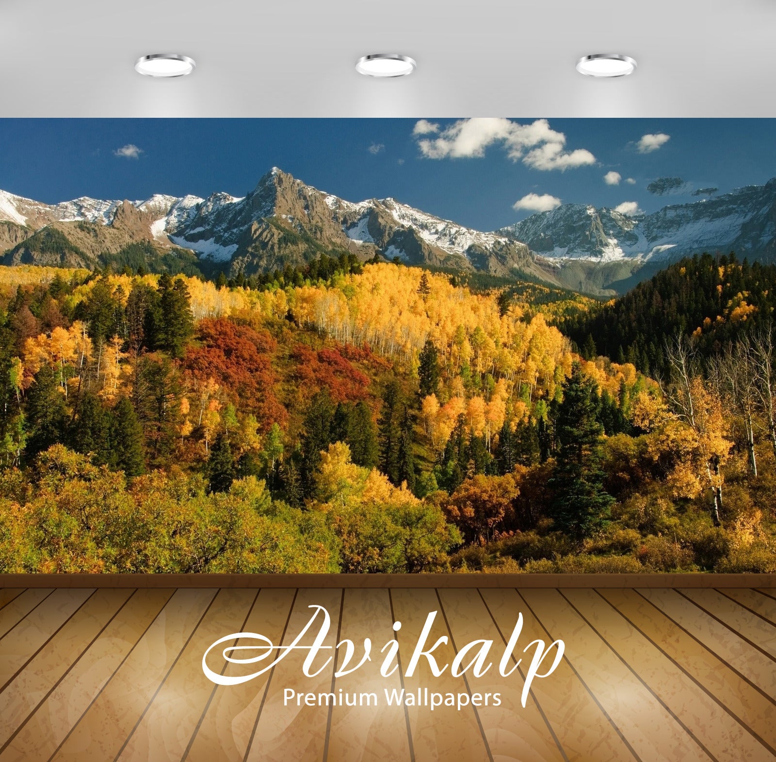 Avikalp Exclusive Awi5134 Autumn Forest By The Snowy Peaks Nature Full HD Wallpapers for Living room Avikalp Exclusive Awi5134 Autumn Forest By The Snowy Peaks Nature Full HD Wallpapers for Living room