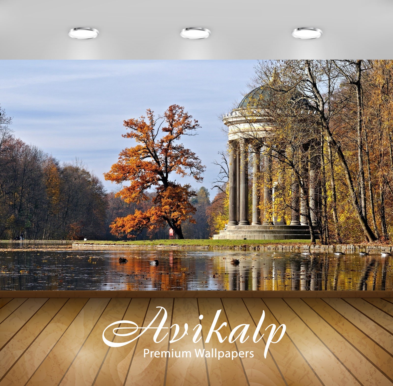 Avikalp Exclusive Awi5495 Gazebo In An Autumn Park Nature Full HD Wallpapers for Living room, Hall, Avikalp Exclusive Awi5495 Gazebo In An Autumn Park Nature Full HD Wallpapers for Living room, Hall,