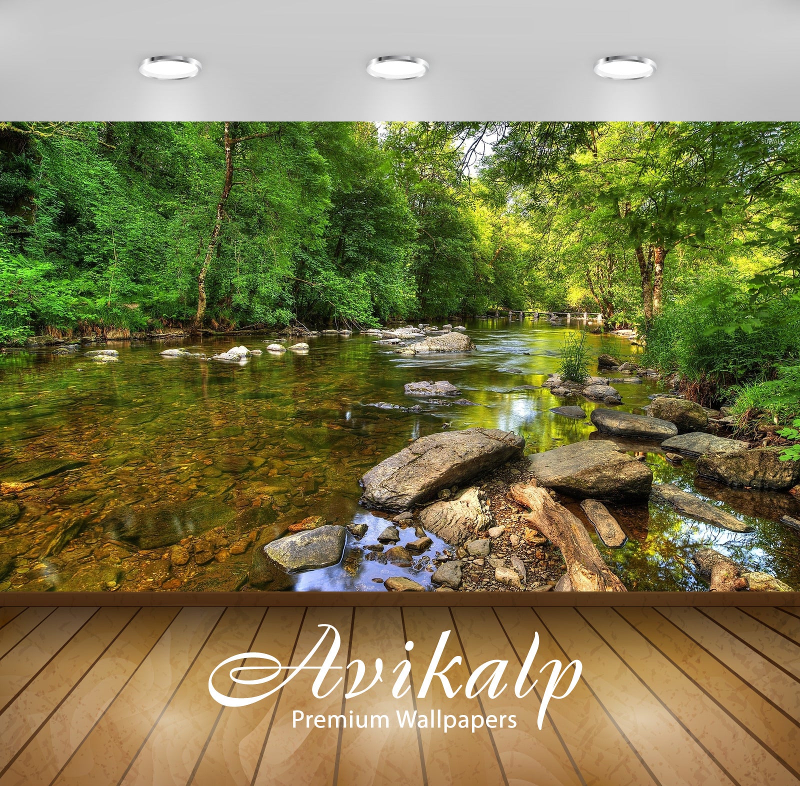 Avikalp Exclusive Awi5558 Green Forest By The Rocky River Nature Full HD Wallpapers for Living room, Avikalp Exclusive Awi5558 Green Forest By The Rocky River Nature Full HD Wallpapers for Living room,