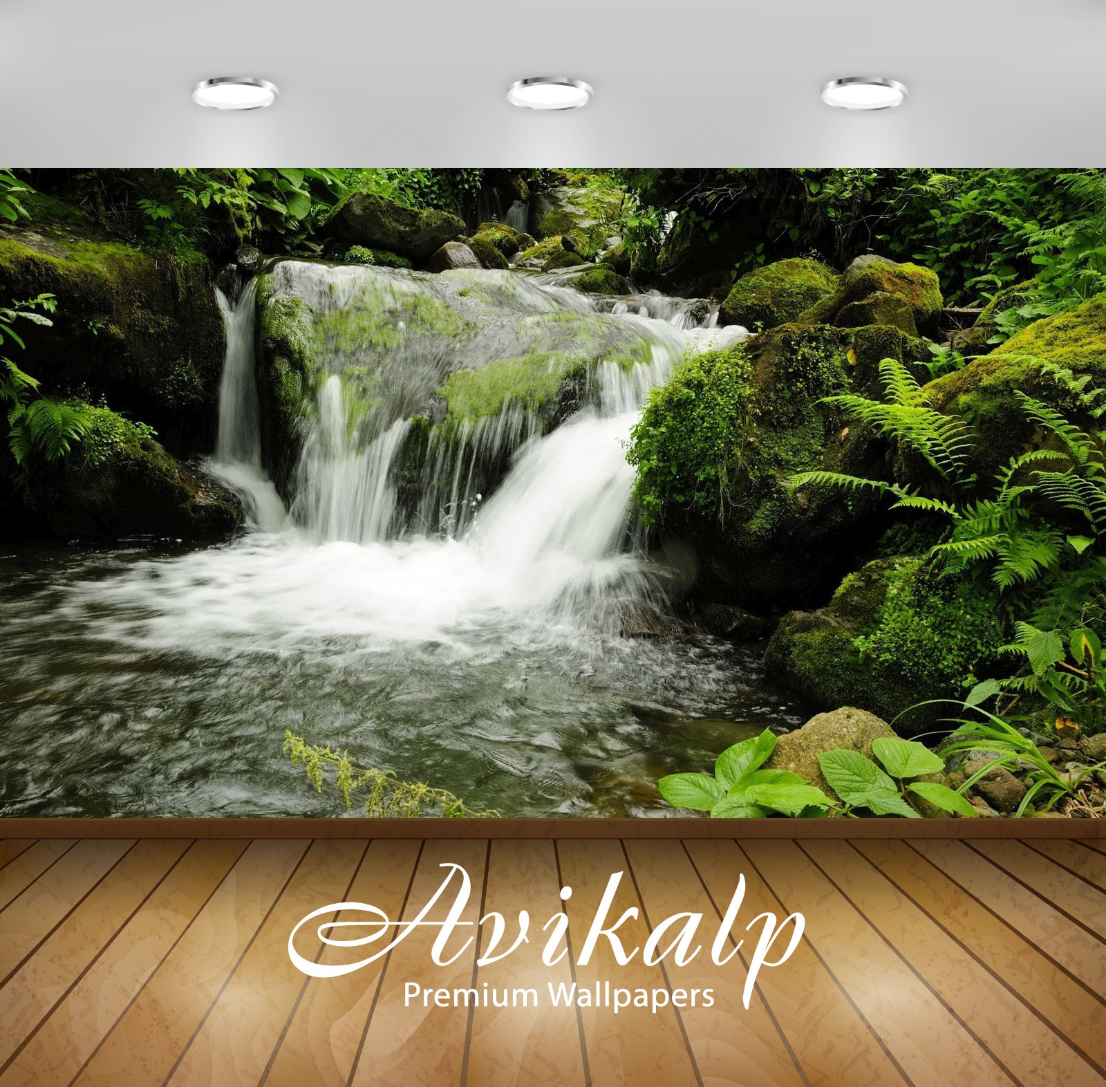 Avikalp Exclusive Awi5784 Mossy Waterfall Nature Full HD Wallpapers for Living room, Hall, Kids Room Avikalp Exclusive Awi5784 Mossy Waterfall Nature Full HD Wallpapers for Living room, Hall, Kids Room