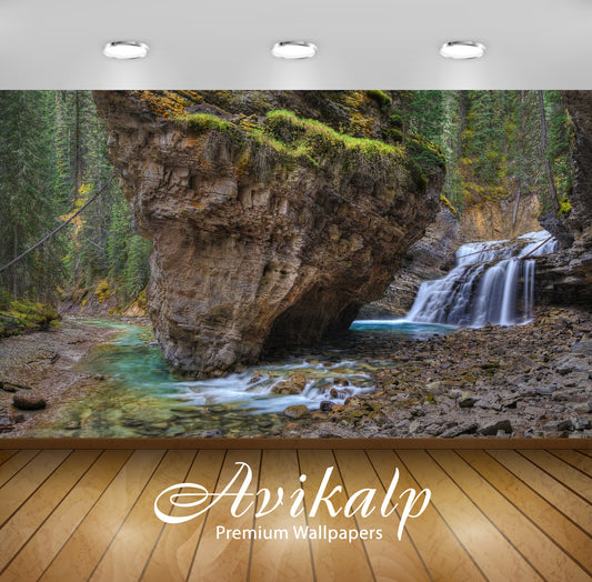 Avikalp Exclusive Awi6042 Rock In The Middle Of The River Nature Full HD Wallpapers for Living room,