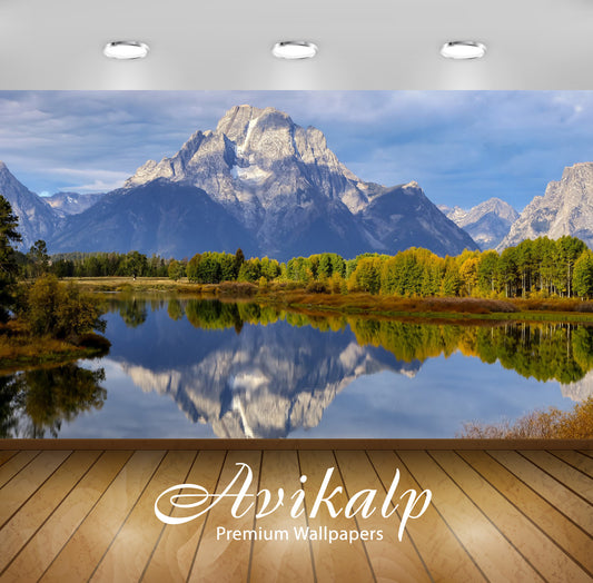 Avikalp Exclusive Awi6072 Rocky Mountain Reflecting In The Lake Nature Full HD Wallpapers for Living