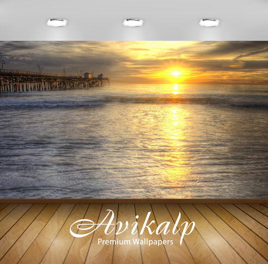 Avikalp Exclusive Awi6160 San Clemente Pier Nature Full HD Wallpapers for Living room, Hall, Kids Ro