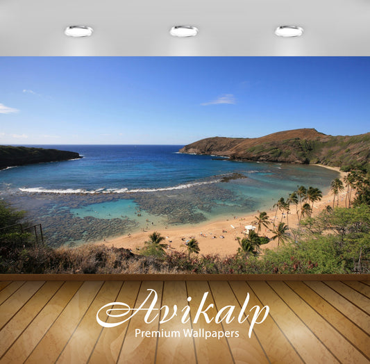 Avikalp Exclusive Awi6161 Sandy Beach In The Bay Nature Full HD Wallpapers for Living room, Hall, Ki